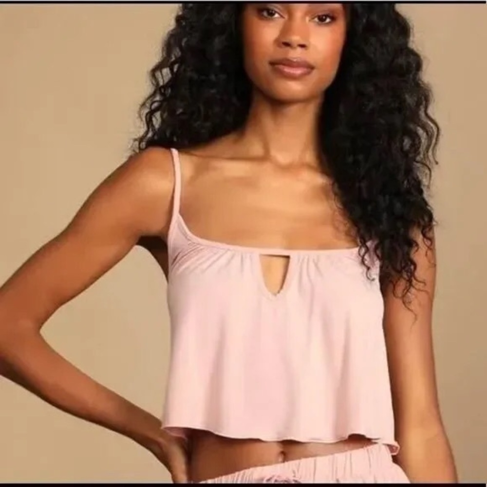 Free People ‘free to be’ blush pink flowy keyhole cami tank XL